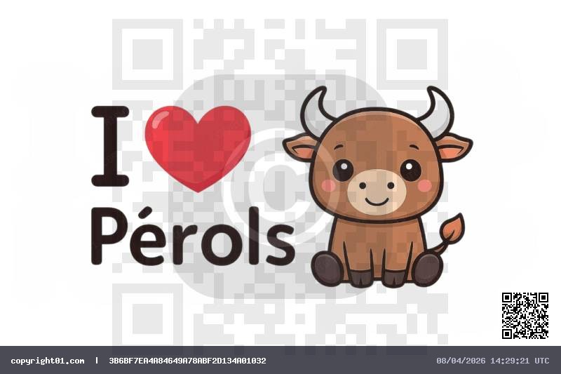 Visuel i love Pérols + taureau kawaii