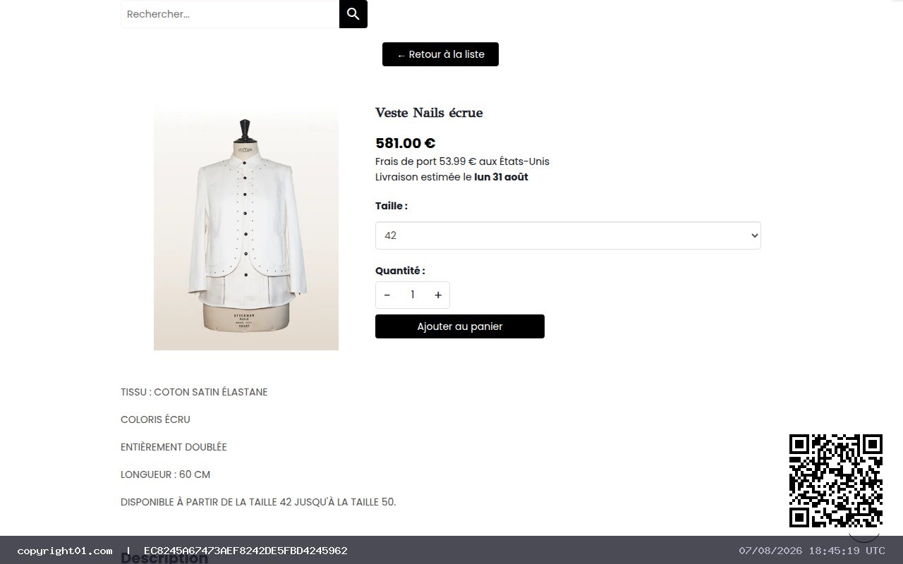 Veste Nails écrue de la marque française féminine Désir - Désir