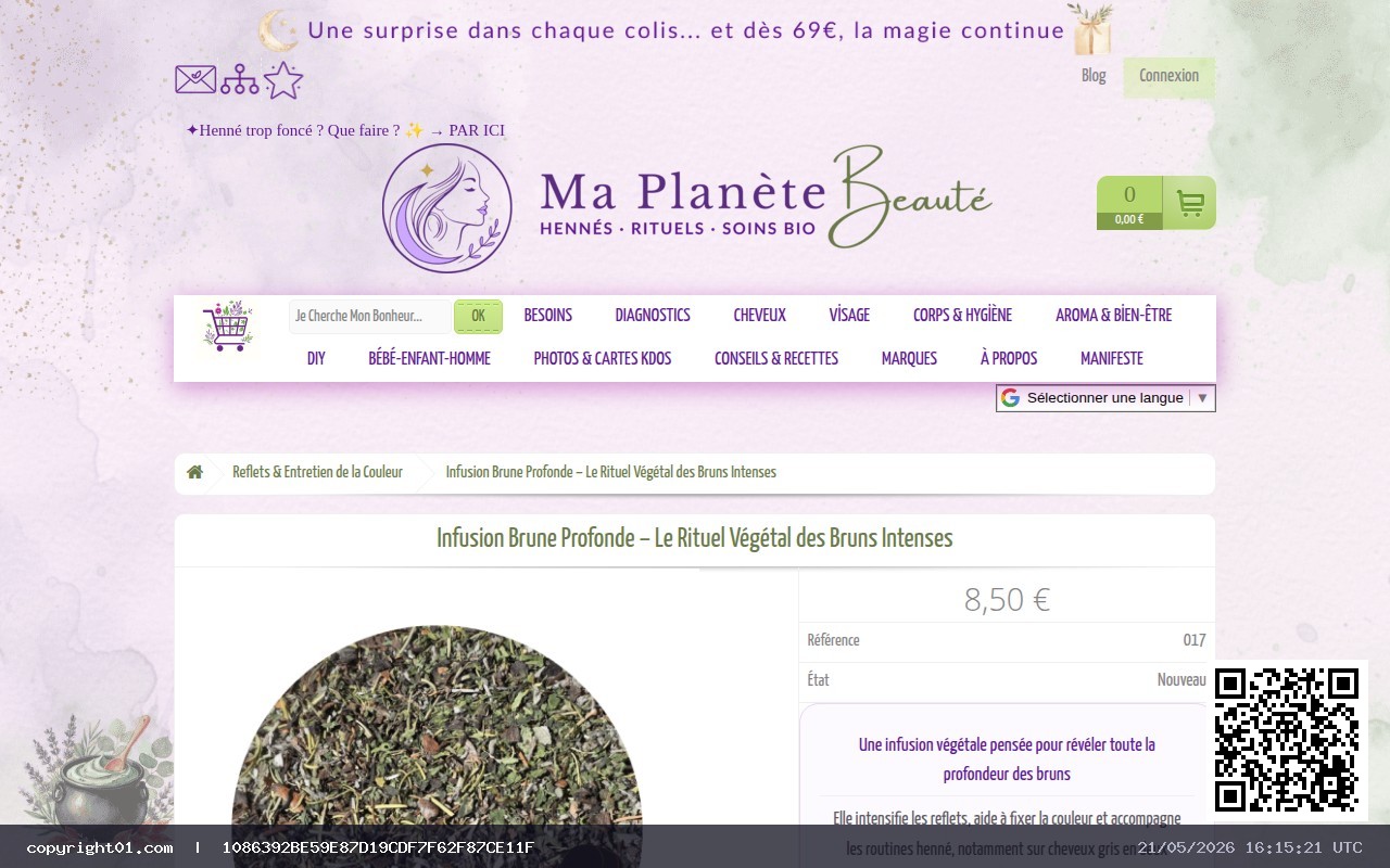 Screenshot of https://www.maplanetebeaute.fr/reflets-entretien-de-la-couleur/1296-infusion-brune-profonde.html