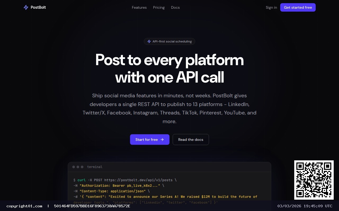 Screenshot of https://postbolt.dev/