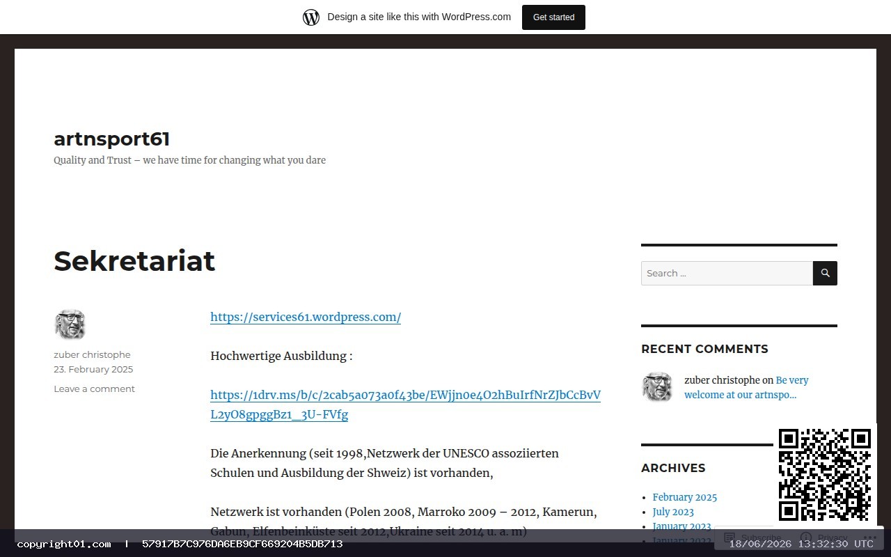 Screenshot of https://artnsport61.wordpress.com/