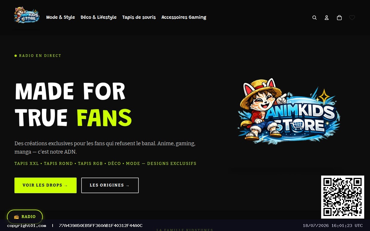 Screenshot of https://www.Animkids-store.fr
