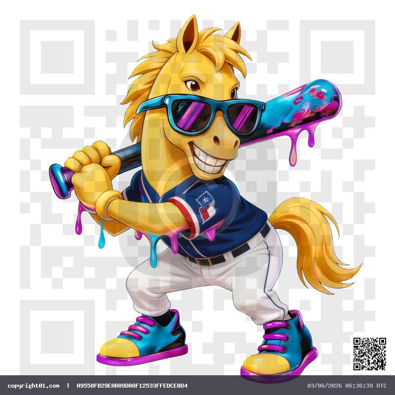 Cartoon Horse Baseball Player Graffiti Art