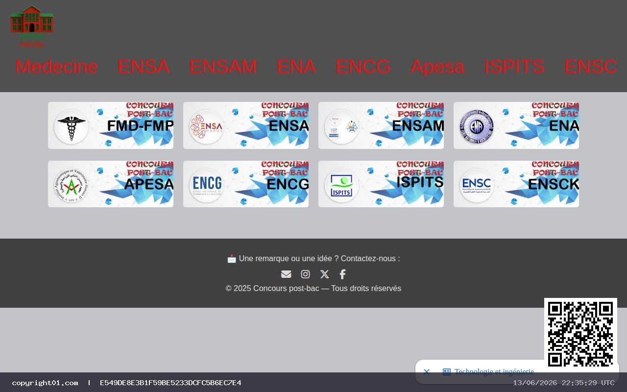 Screenshot of https://concourspost-bac.ma/