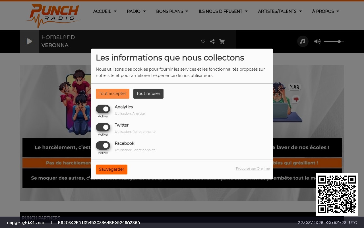 Screenshot of https://www.punch-radio.fr/