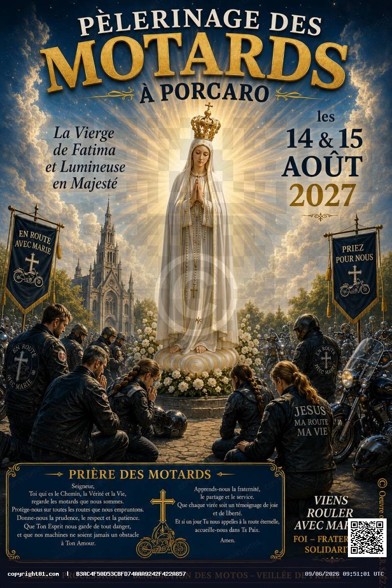 Notre Dame de Fatima patronne des Motards Pelerinage de Porcaro