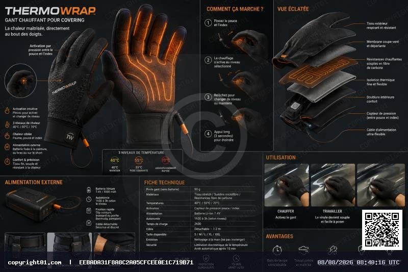 Gant chauffant pour covering
