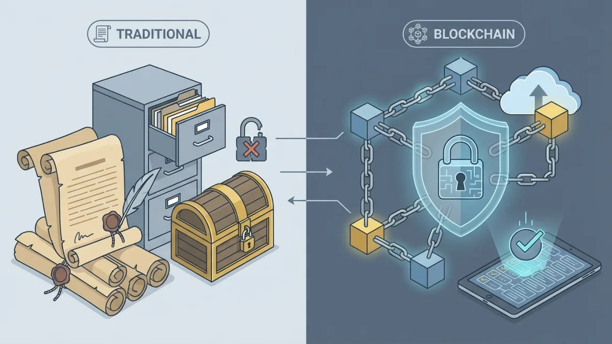 A comparison of traditional paper documents and modern digital blockchain technology for copyright