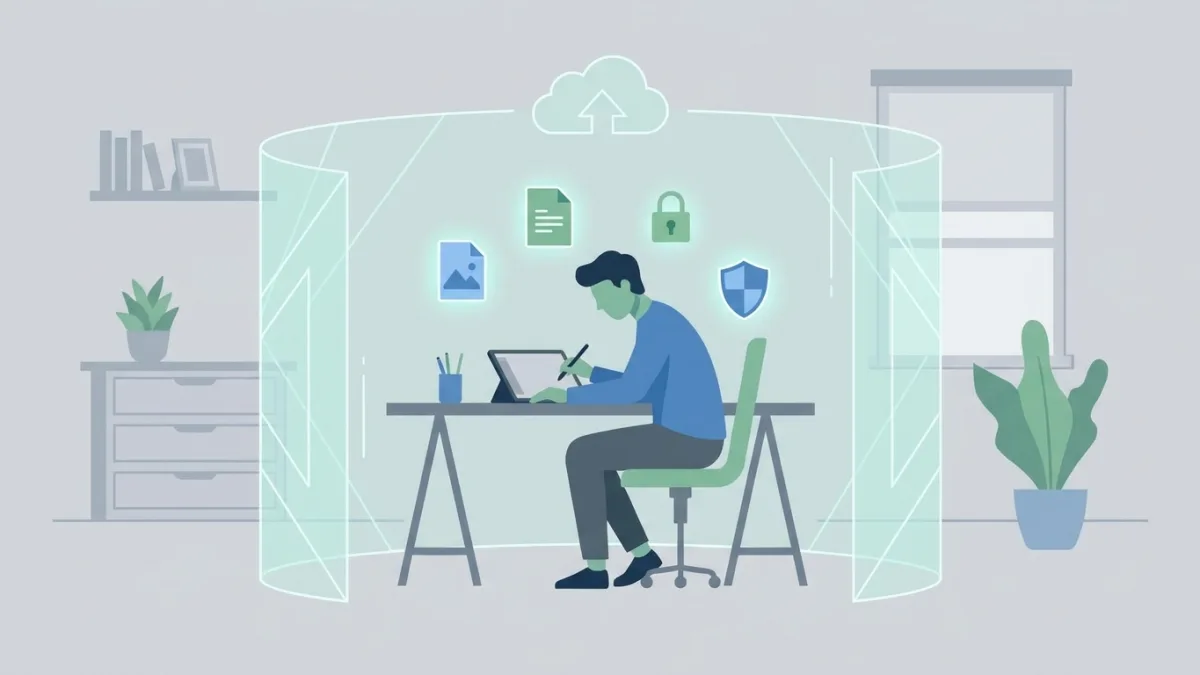 Modern digital creator protecting work online