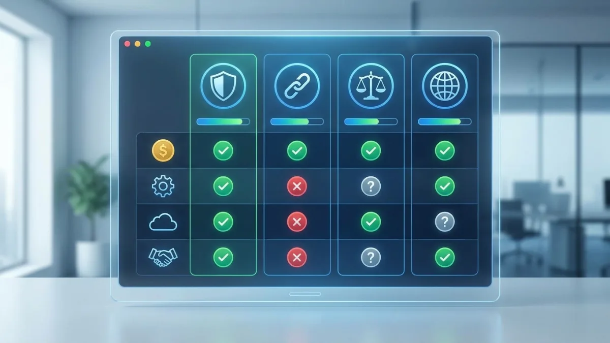 A comparison of different open source licenses on a digital dashboard, modern and clean design