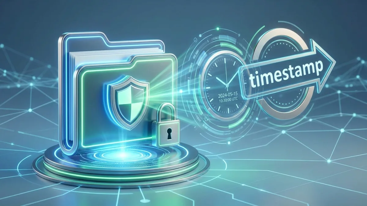 digital secure folder with a digital time stamp clock concept