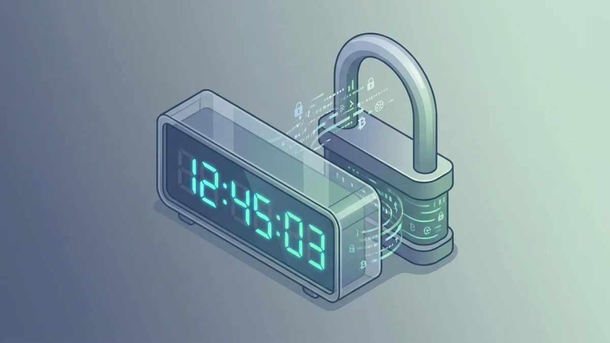 digital clock and padlock representing digital time stamping