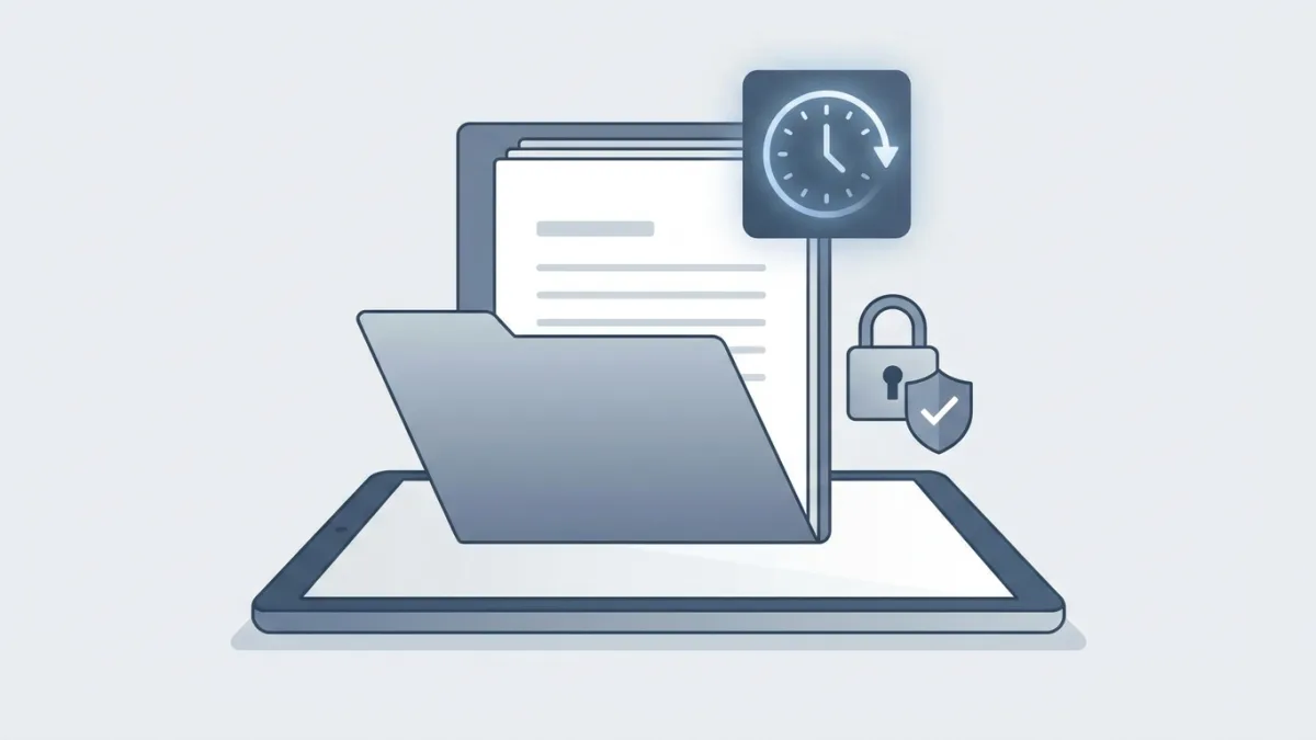 Document with a digital timestamp and a secure shield icon representing copyright evidence