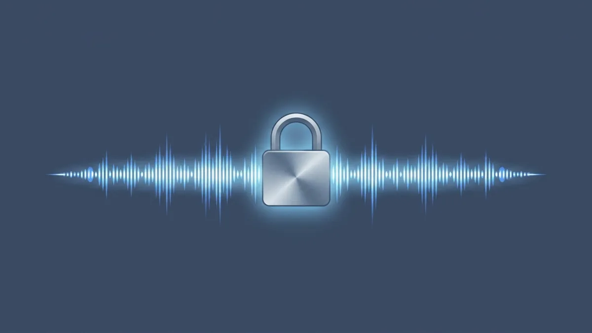 Digital audio waveform with a padlock symbolizing copyright protection