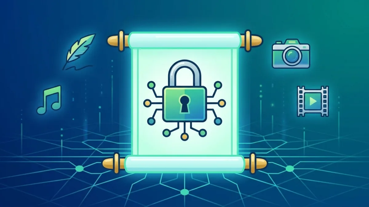 digital copyright certificate concept with padlock